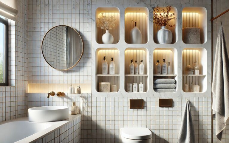 Banheiro decorado com nicho