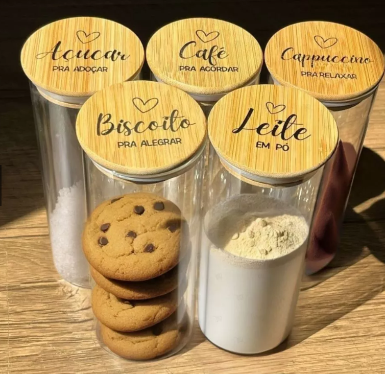 Kit de potes herméticos quadrados grandes